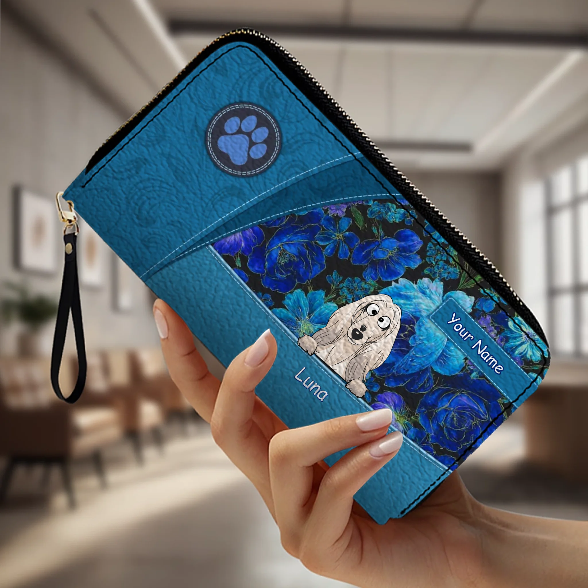 Personalized Dog Wallet – Custom Dog Illustration Wallet, Holiday Design, Dog Mom Gift - 89Prints