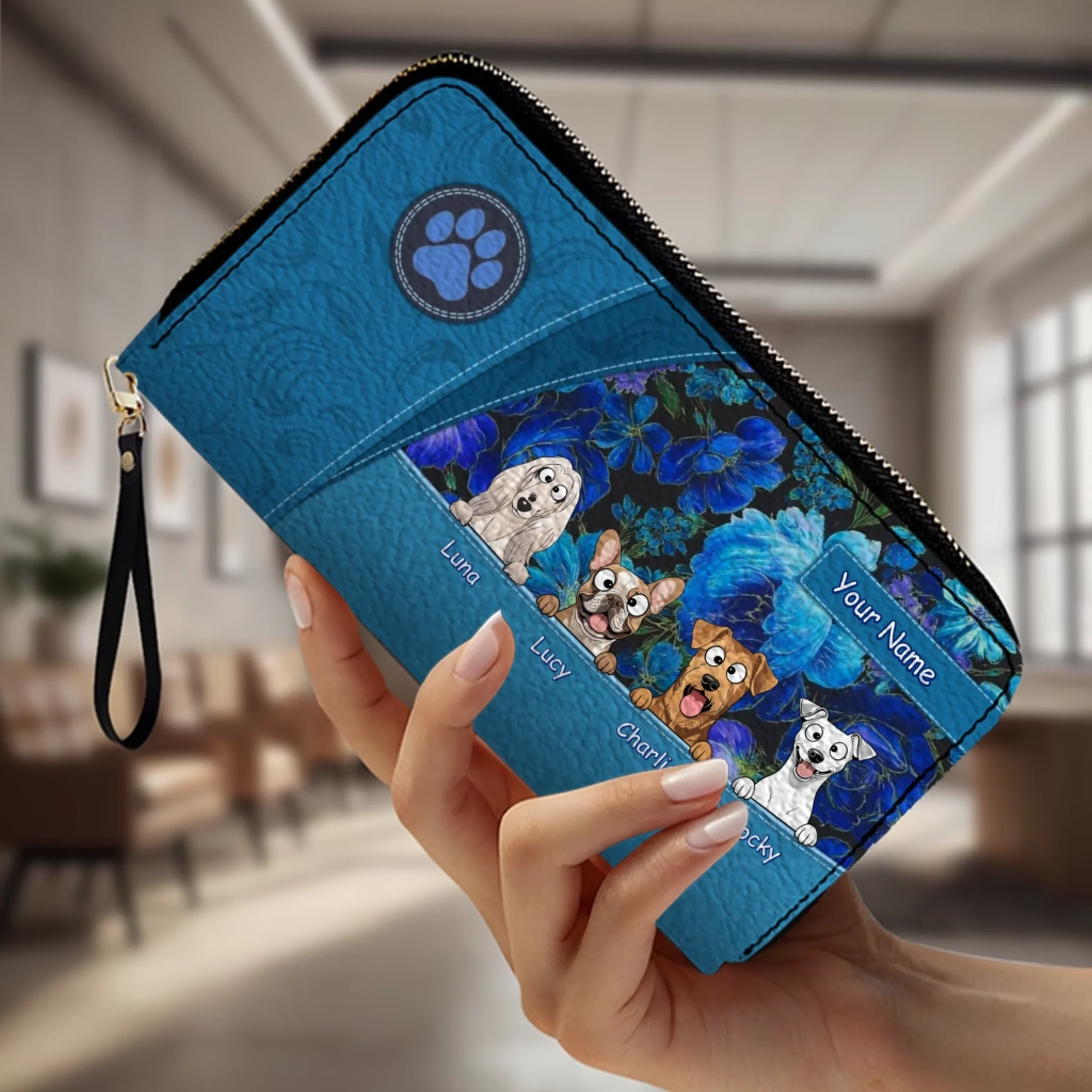 Personalized Dog Wallet – Custom Dog Illustration Wallet, Holiday Design, Dog Mom Gift - 89Prints