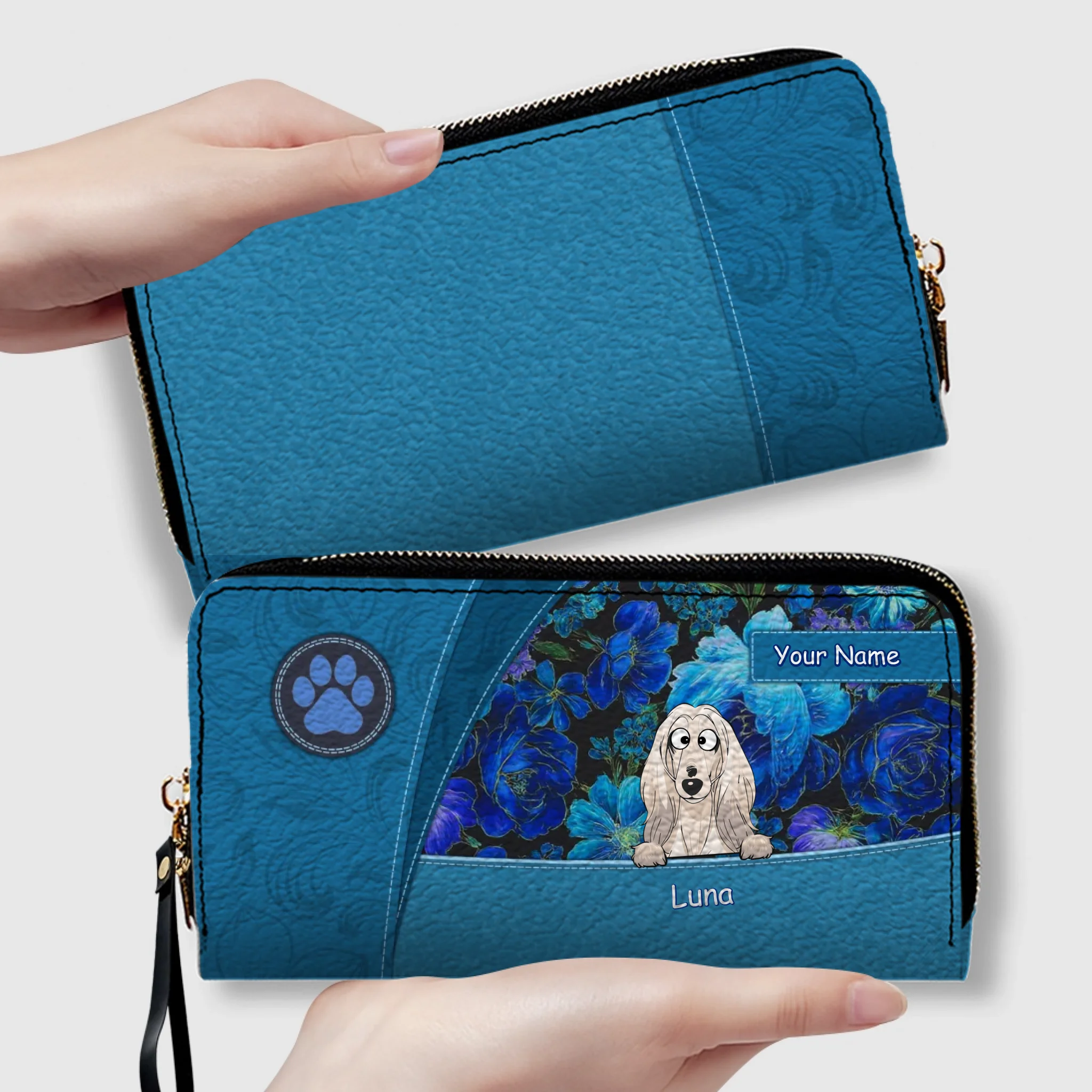 Personalized Dog Wallet – Custom Dog Illustration Wallet, Holiday Design, Dog Mom Gift - 89Prints