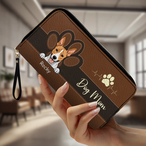 Personalized Dog Mom Leather Wallet With Pet Names & Breeds – Colorful Custom Gift - 89Prints