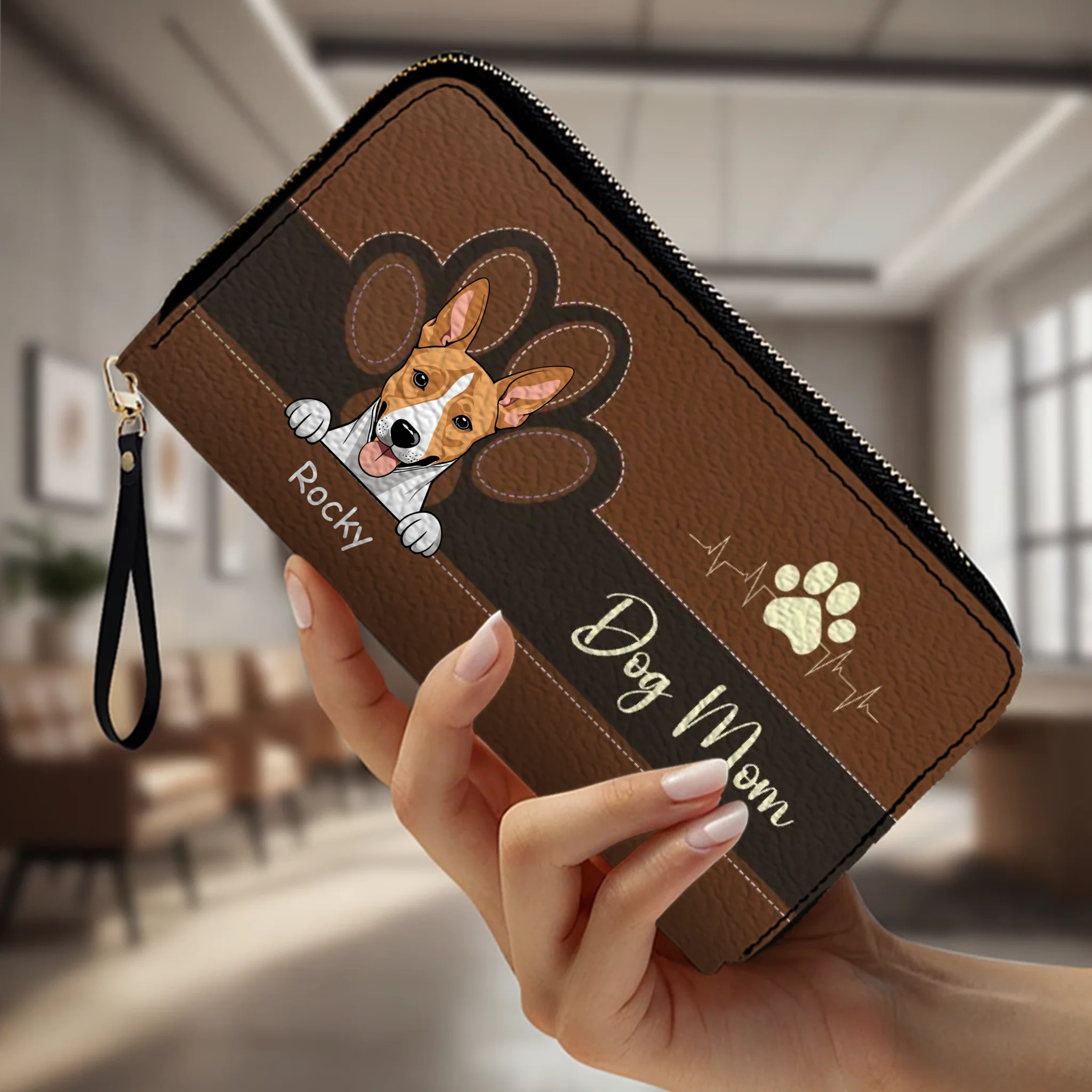 Personalized Dog Mom Leather Wallet With Pet Names & Breeds – Colorful Custom Gift - 89Prints