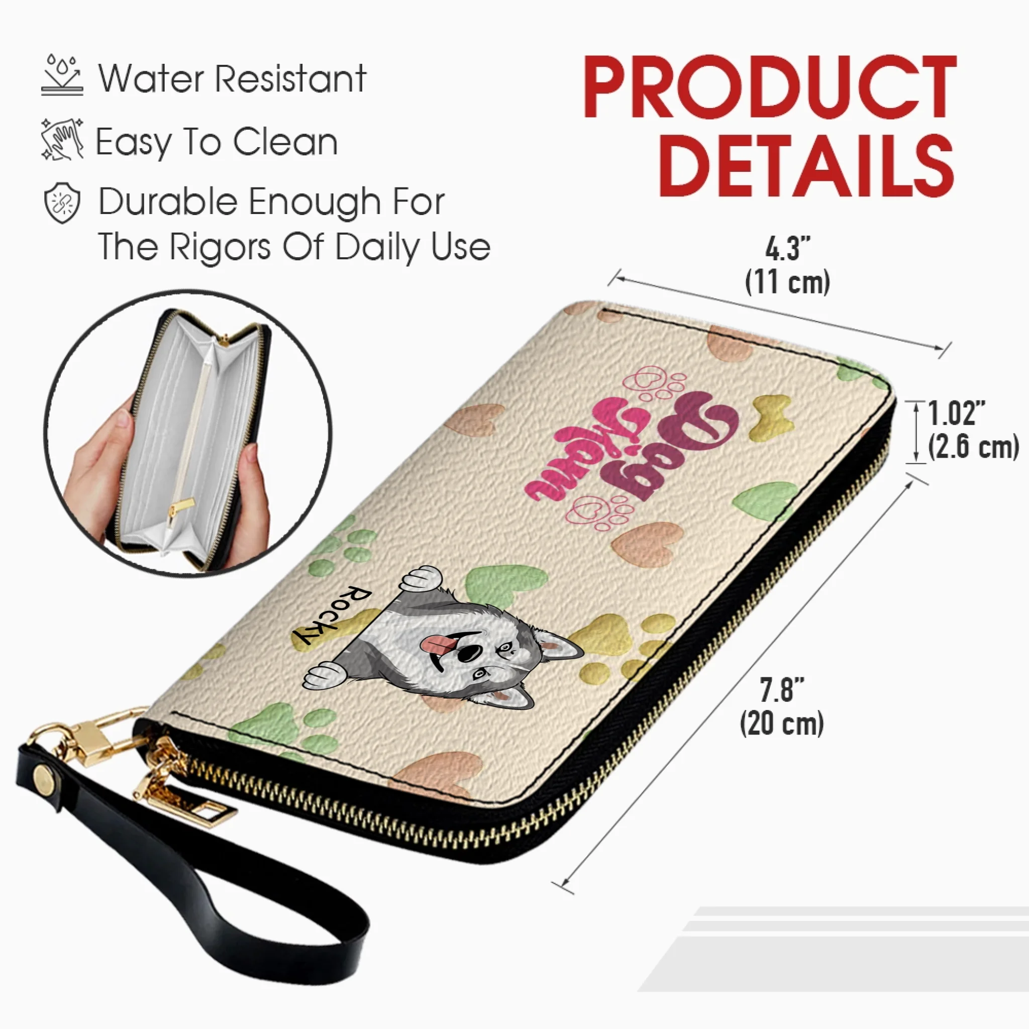 Personalized Dog Mom Wallet With Multiple Pets Names & Breeds – 89Prints