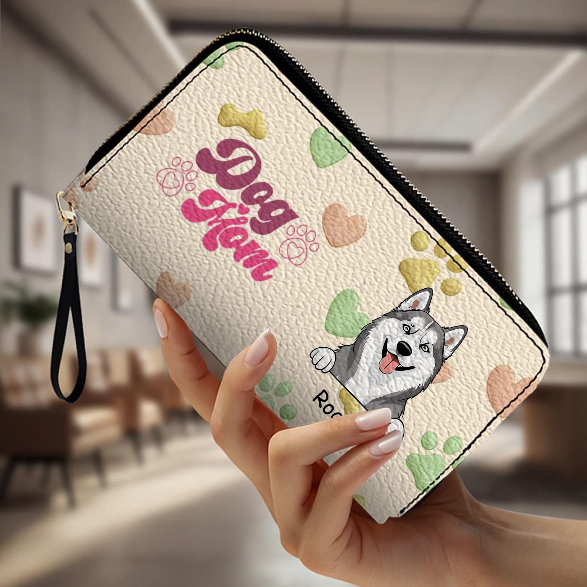 Personalized Dog Mom Wallet With Multiple Pets Names & Breeds – 89Prints