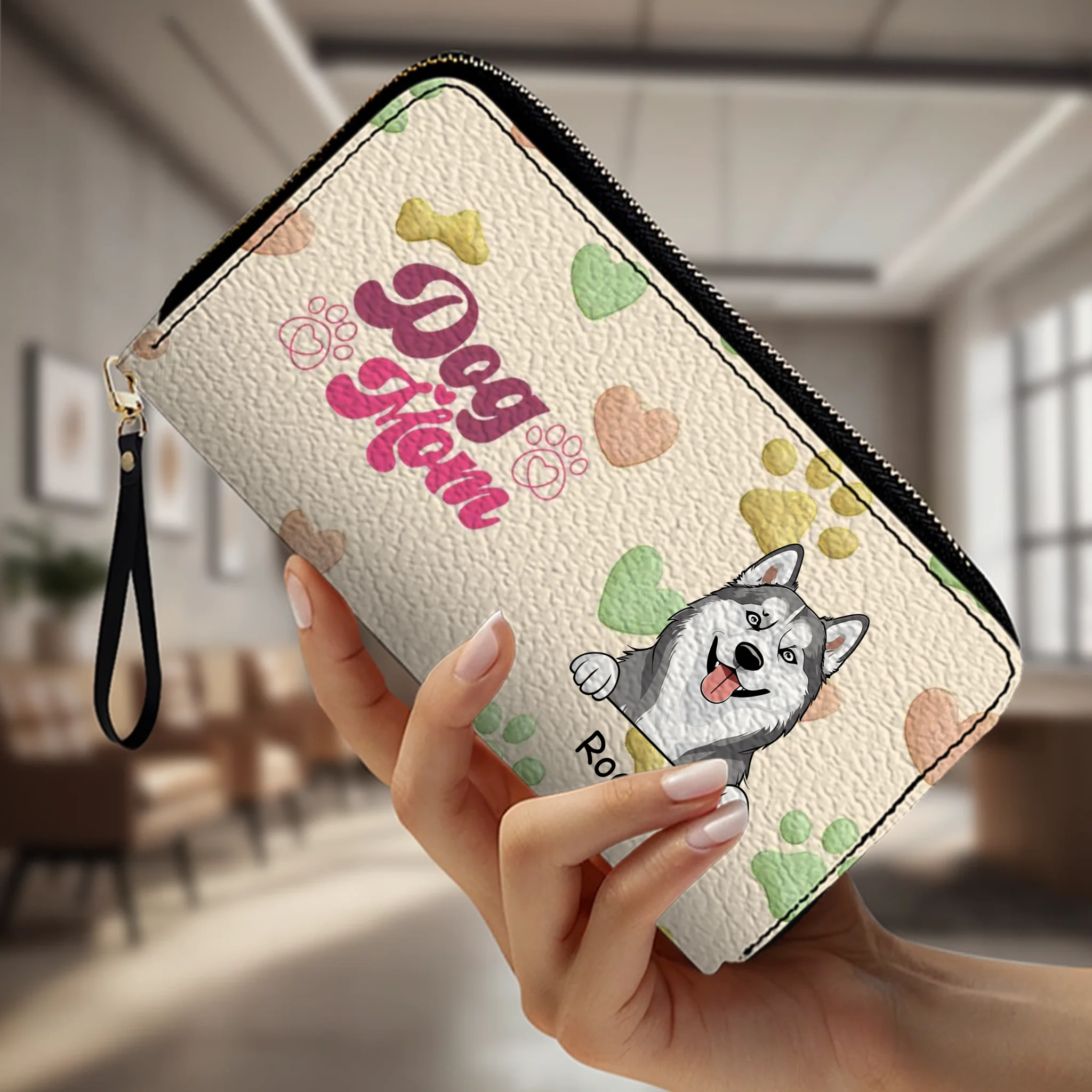 Personalized Dog Mom Wallet With Multiple Pets Names & Breeds – 89Prints