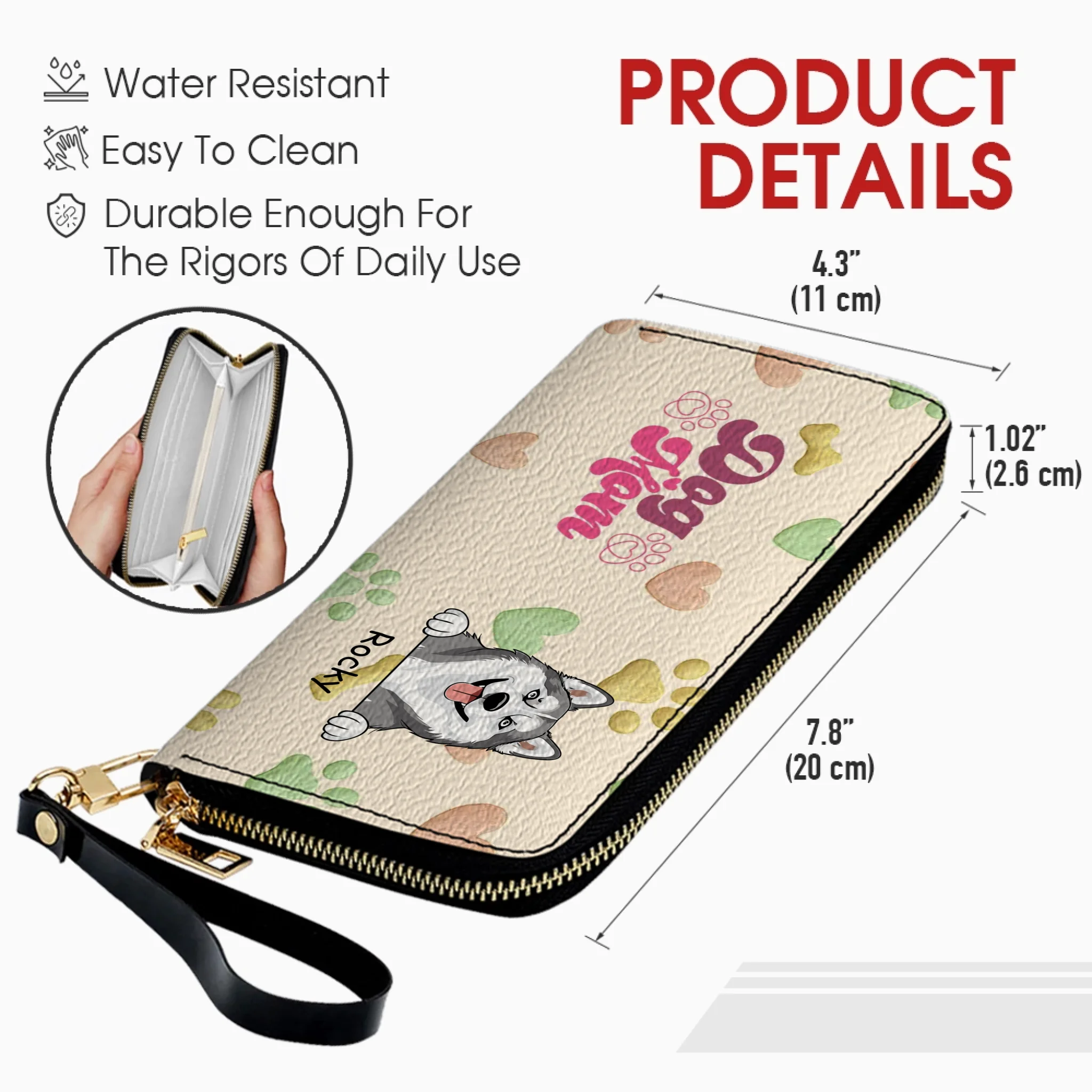 Personalized Dog Mom Wallet With Multiple Pets Names & Breeds – 89Prints