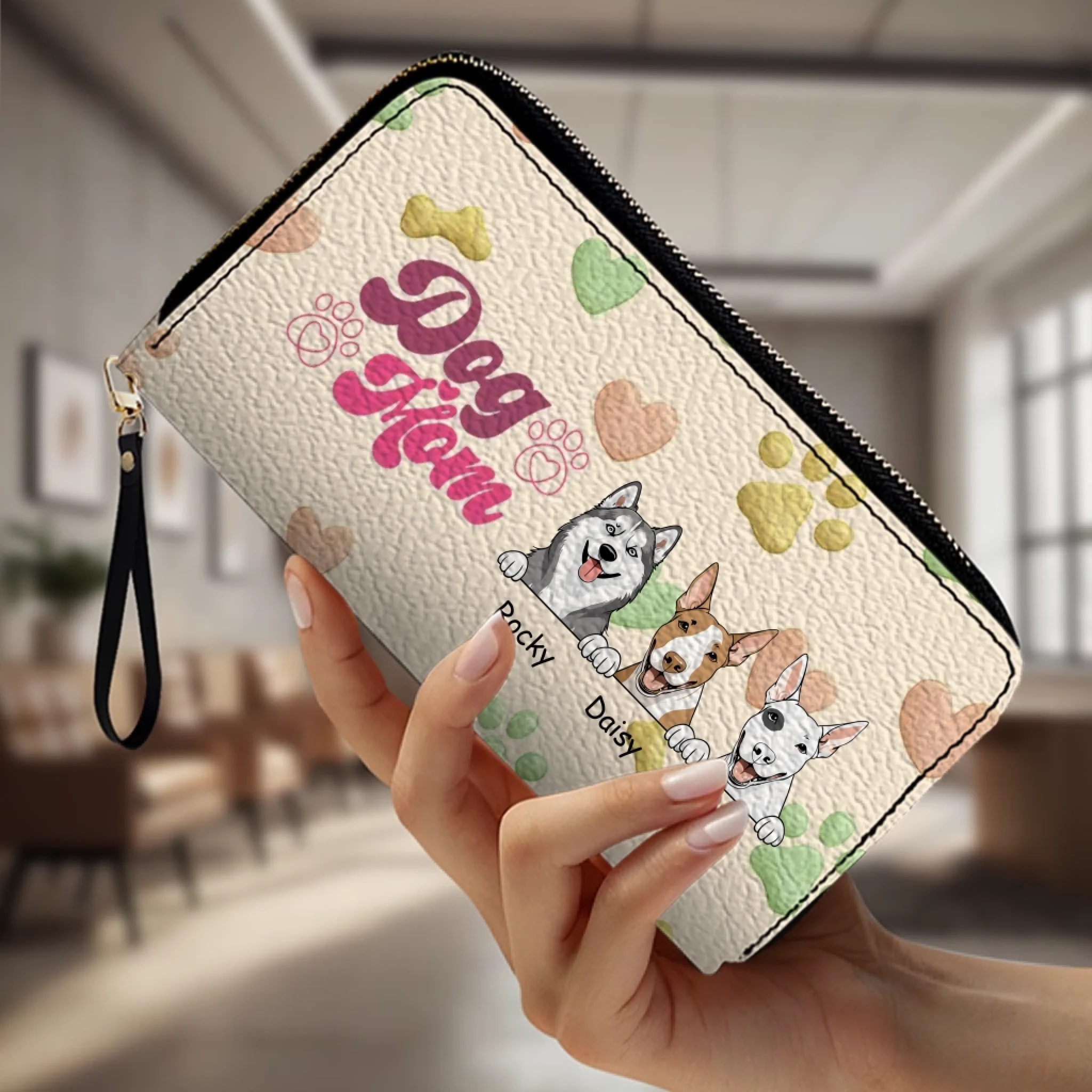 Personalized Dog Mom Wallet With Multiple Pets Names & Breeds – 89Prints