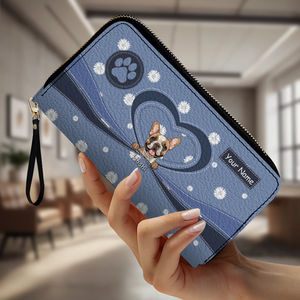 Personalized Dog Wallet – Custom Dog Illustration Zipper Wallet, Gift for Dog Lovers - 89Prints