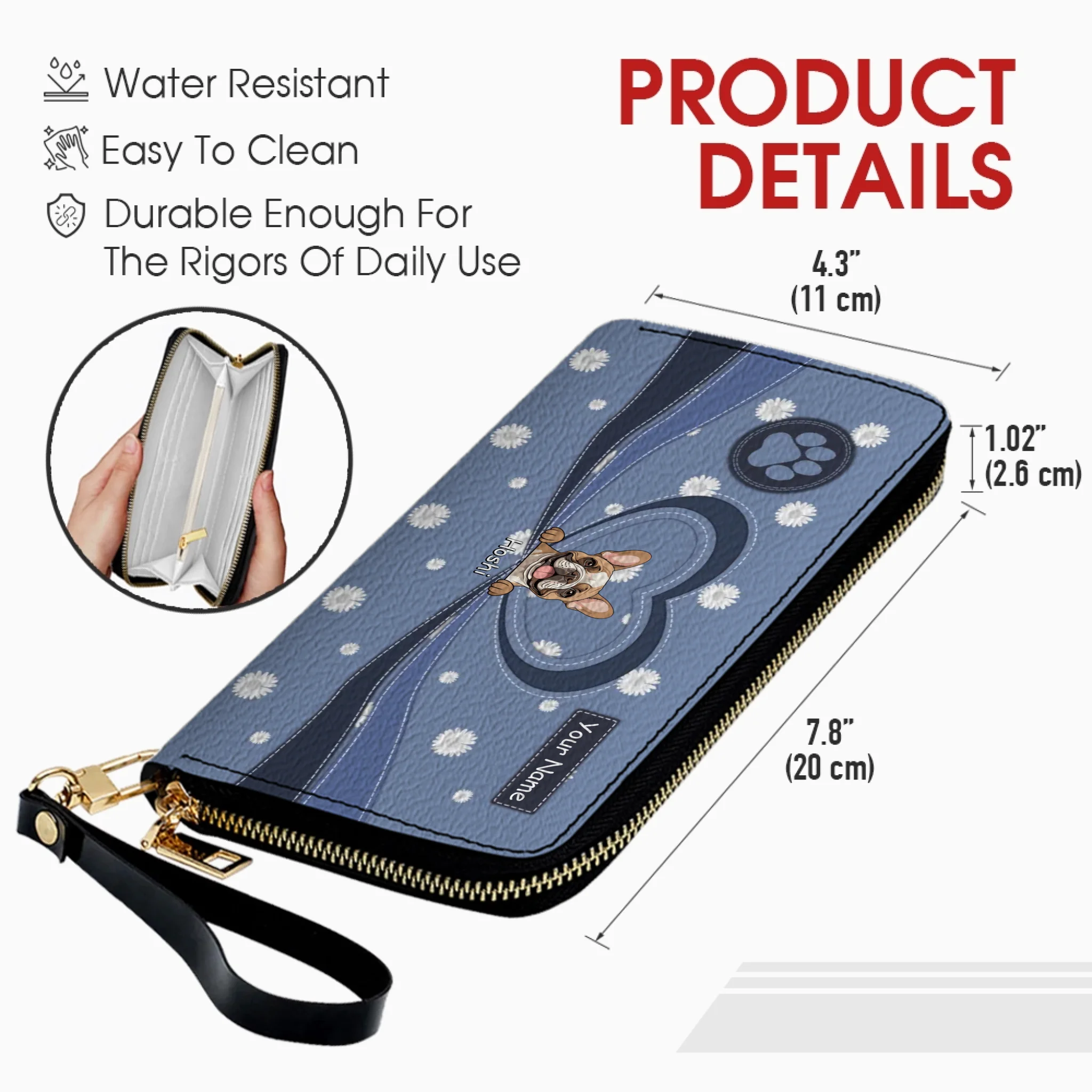 Personalized Dog Wallet – Custom Dog Illustration Zipper Wallet, Gift for Dog Lovers - 89Prints