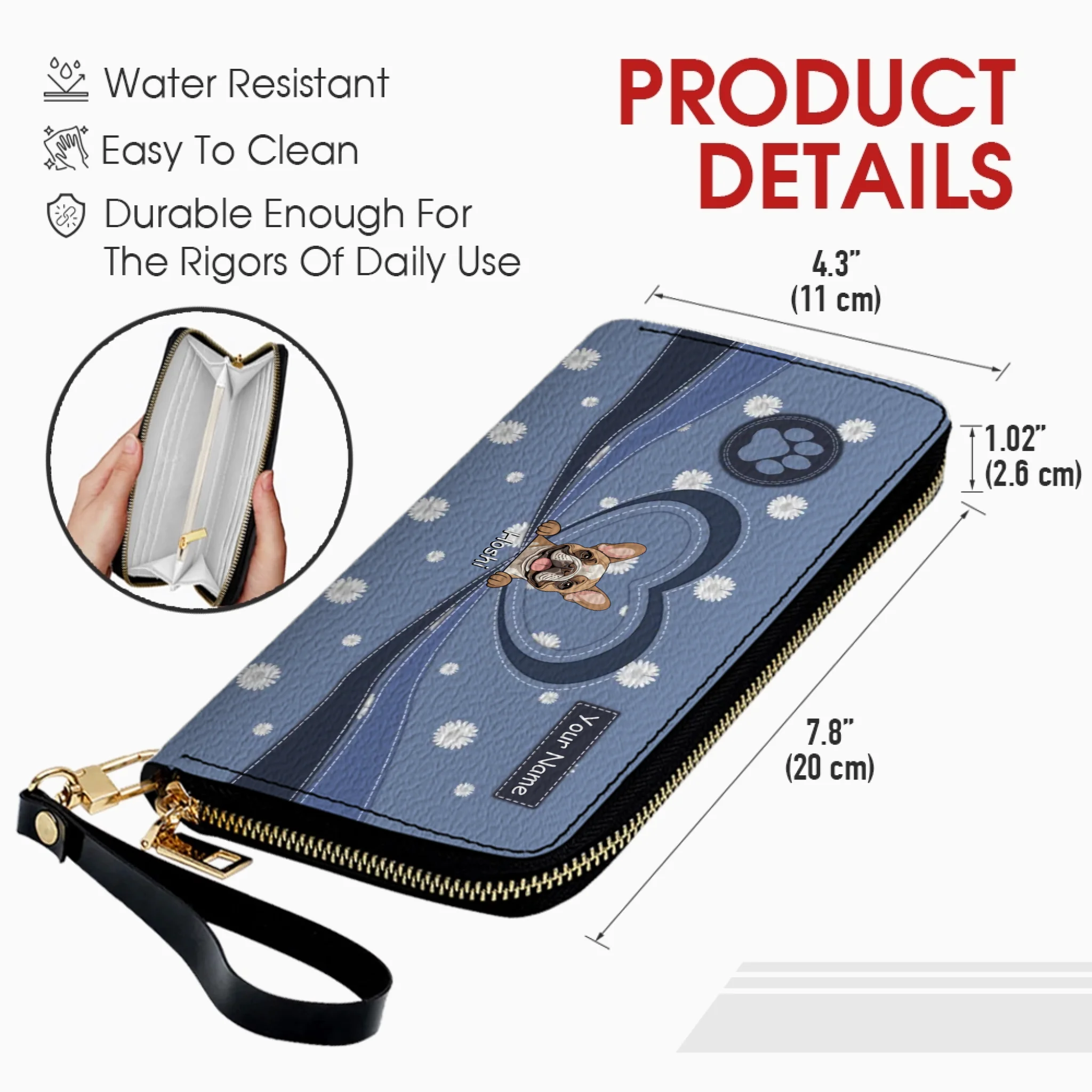 Personalized Dog Wallet – Custom Dog Illustration Zipper Wallet, Gift for Dog Lovers - 89Prints