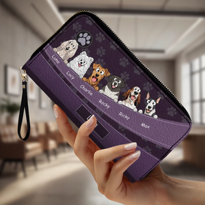 Personalized Leather Wallet With Dogs Names & Breeds – Custom Leather Gift With A Variety Of Color Options - 89Prints