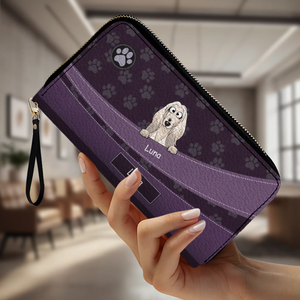 Personalized Leather Wallet With Dogs Names & Breeds – Custom Leather Gift With A Variety Of Color Options - 89Prints