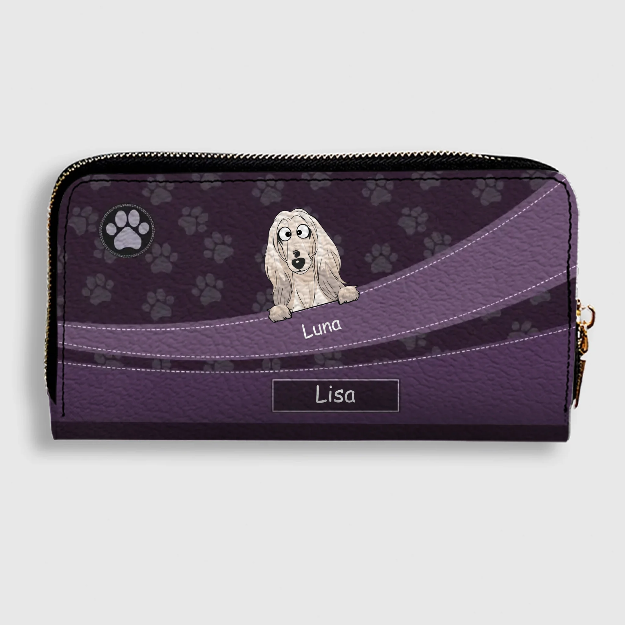 Personalized Leather Wallet With Dogs Names & Breeds – Custom Leather Gift With A Variety Of Color Options - 89Prints