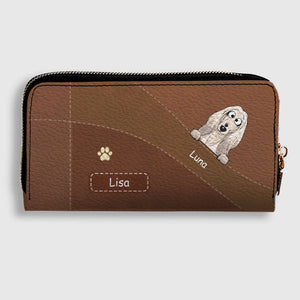Personalized Dog Leather Wallet With Multiple Dogs Names, Color Options, Cute Cartoon Pets & Text - 89Prints