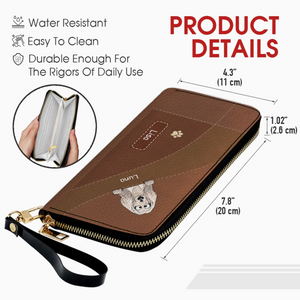 Personalized Dog Leather Wallet With Multiple Dogs Names, Color Options, Cute Cartoon Pets & Text - 89Prints