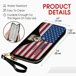 Custom Dog Photo Wallet - Personalized Name American Flag Patriotic Purse For Dog Lovers - 89Prints