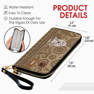 Custom Tribal Dog Leather Wallet - Personalized Pet Name & Breed - 89Prints