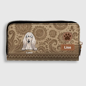 Custom Tribal Dog Leather Wallet - Personalized Pet Name & Breed - 89Prints