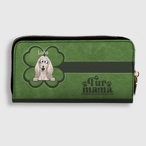 Personalized Fur Mama Dog Wallet - Custom Breed & Name Green Leather Purse - 89Prints