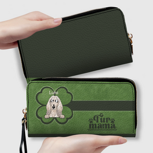 Personalized Fur Mama Dog Wallet - Custom Breed & Name Green Leather Purse - 89Prints