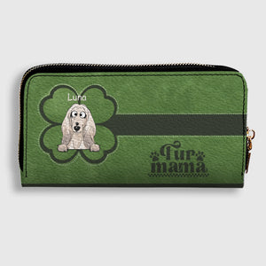 Personalized Fur Mama Dog Wallet - Custom Breed & Name Green Leather Purse - 89Prints