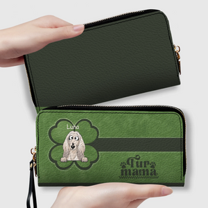 Personalized Fur Mama Dog Wallet - Custom Breed & Name Green Leather Purse - 89Prints