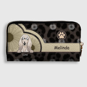 Personalized Leopard & Floral Dog Wallet - Custom Pet Illustration Leather Purse - 89Prints