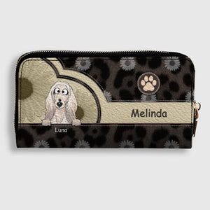 Personalized Leopard & Floral Dog Wallet - Custom Pet Illustration Leather Purse - 89Prints