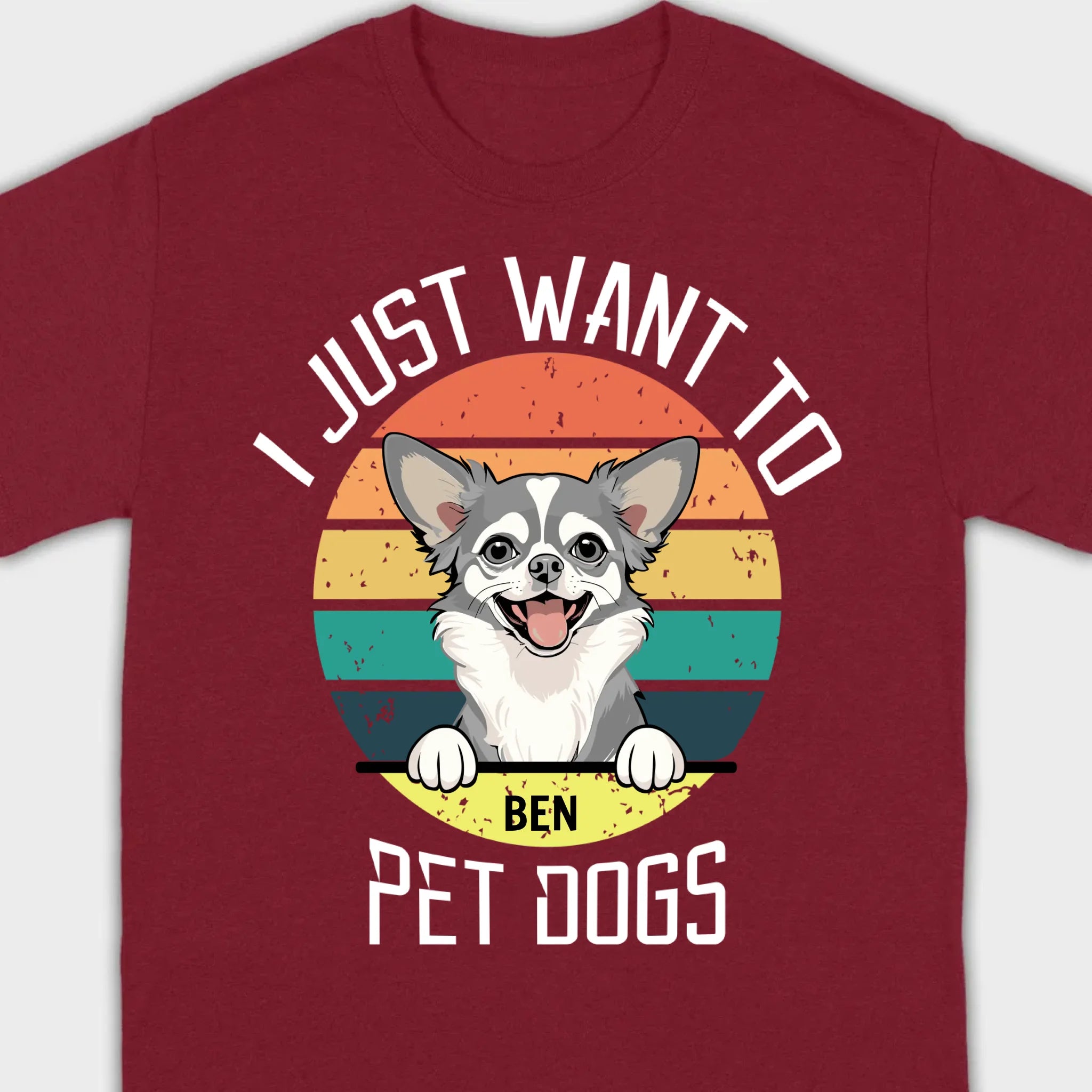 Personalized Dog Basic Tee “I Just Want To Pet Dogs” – Custom Dog Name & Breeds - 89Prints