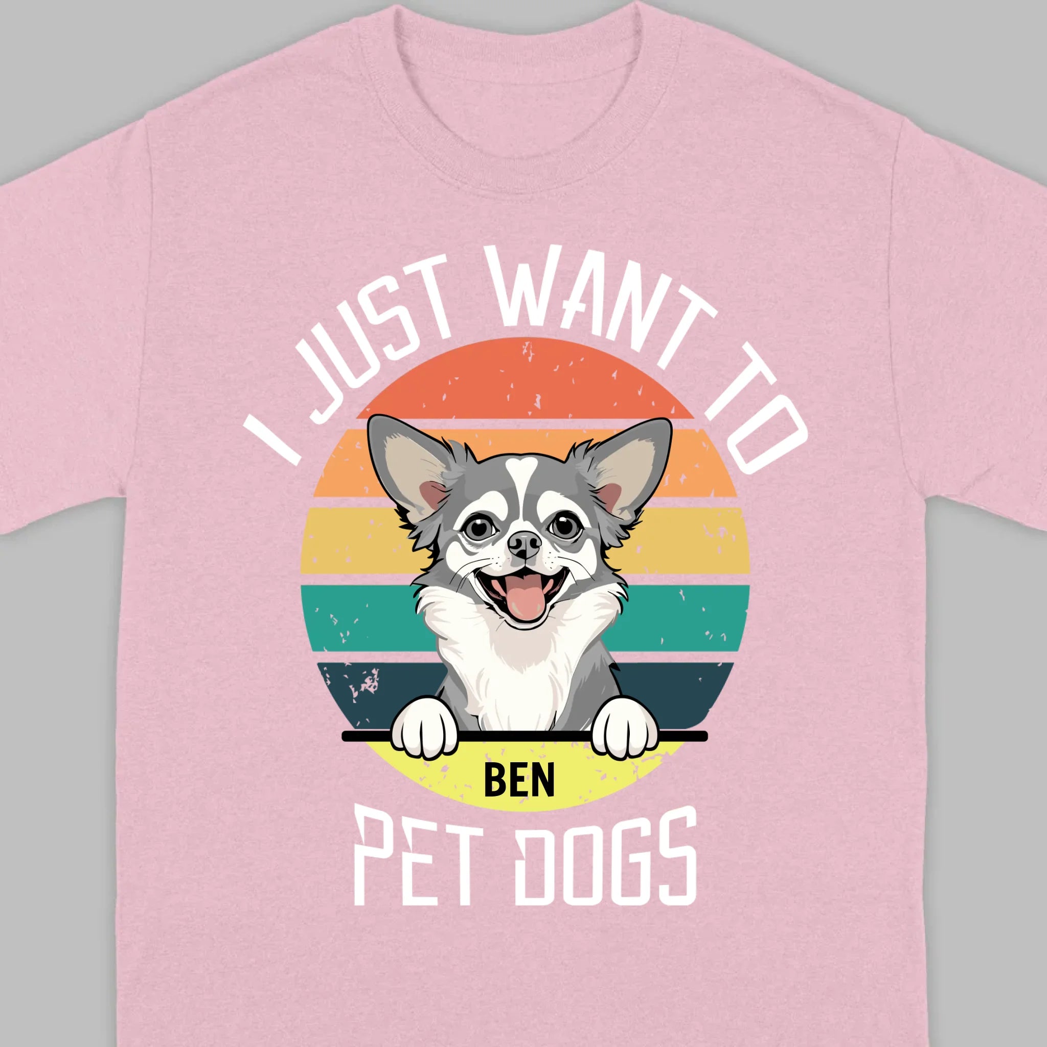 Personalized Dog Basic Tee “I Just Want To Pet Dogs” – Custom Dog Name & Breeds - 89Prints