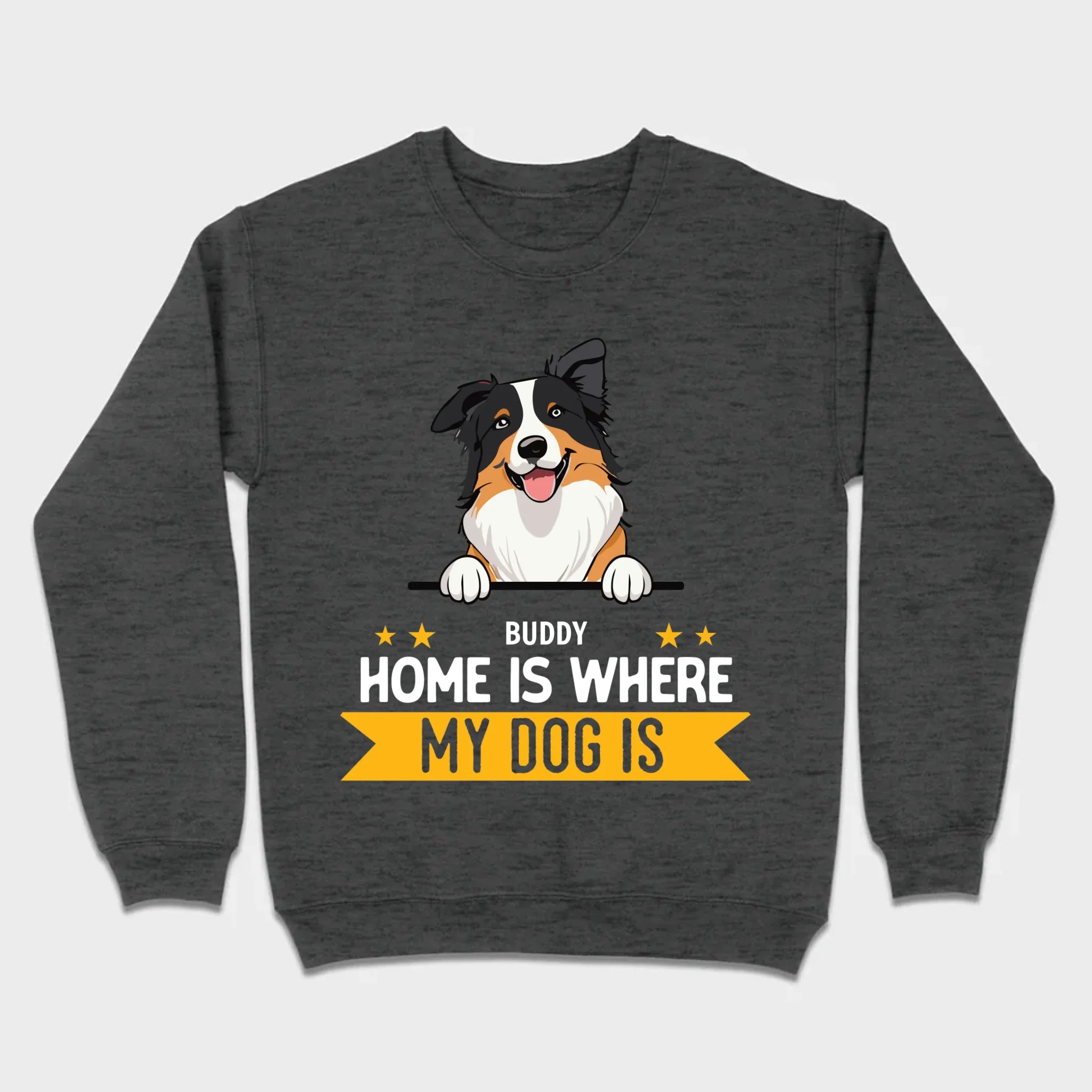 Personalized Dog Basic Tee “Home Is Where, My Dog Is” – Custom Name & Breed Dog - 89Prints