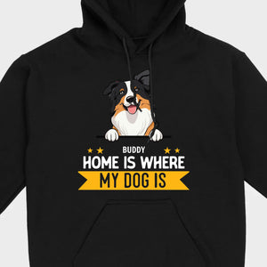 Personalized Dog Basic Tee “Home Is Where, My Dog Is” – Custom Name & Breed Dog - 89Prints
