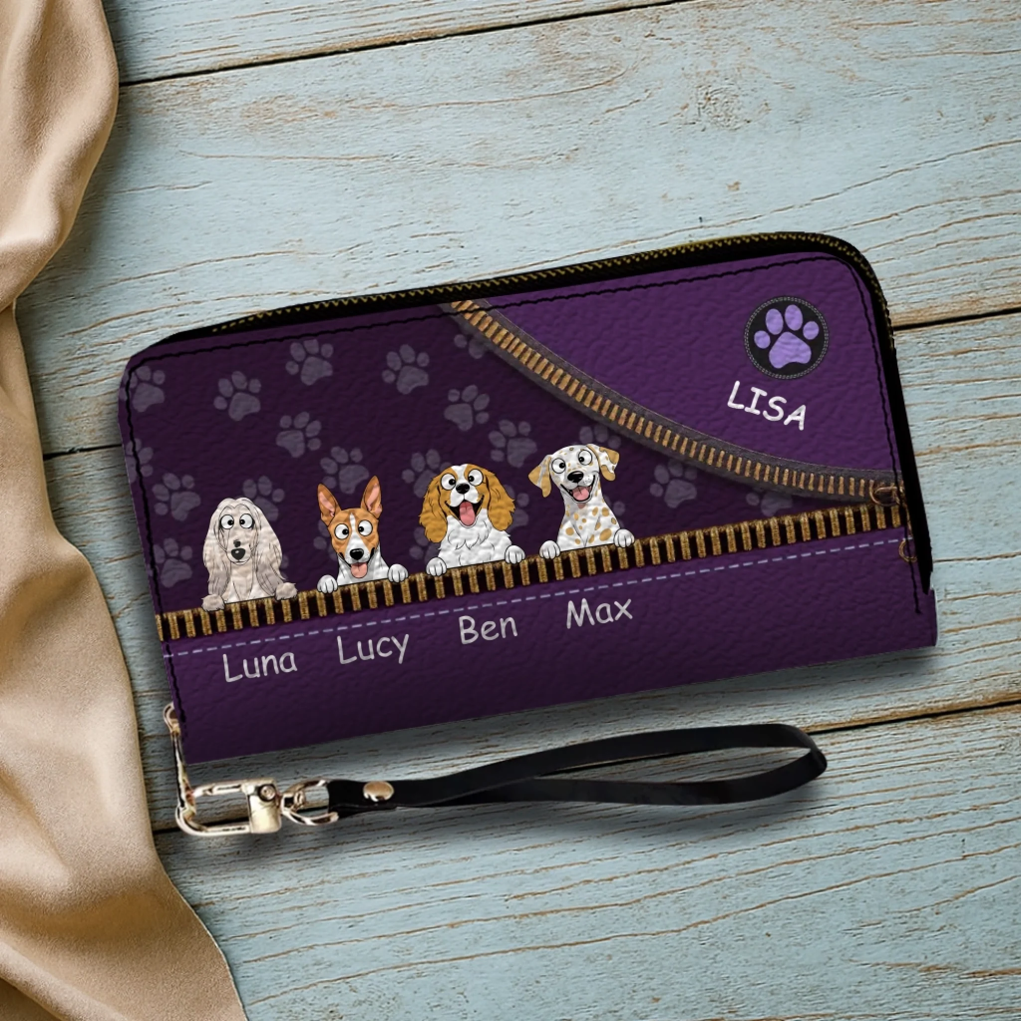 Custom Pet Photo Wallet - Personalized Pet Portrait Leather Purse - 89Prints