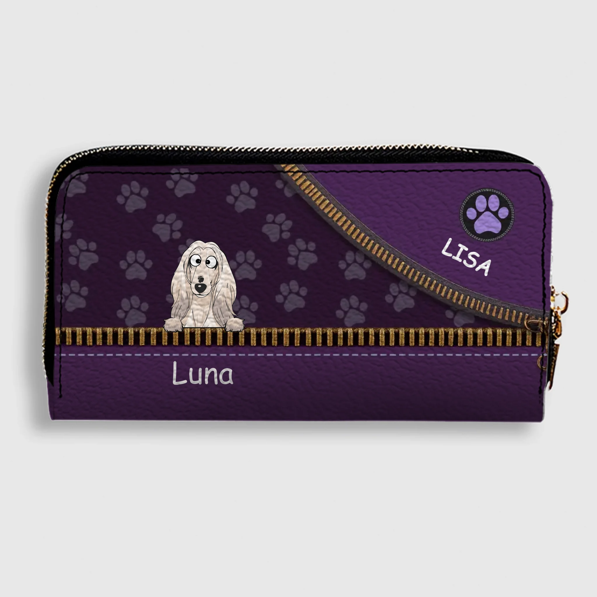 Custom Pet Photo Wallet - Personalized Pet Portrait Leather Purse - 89Prints