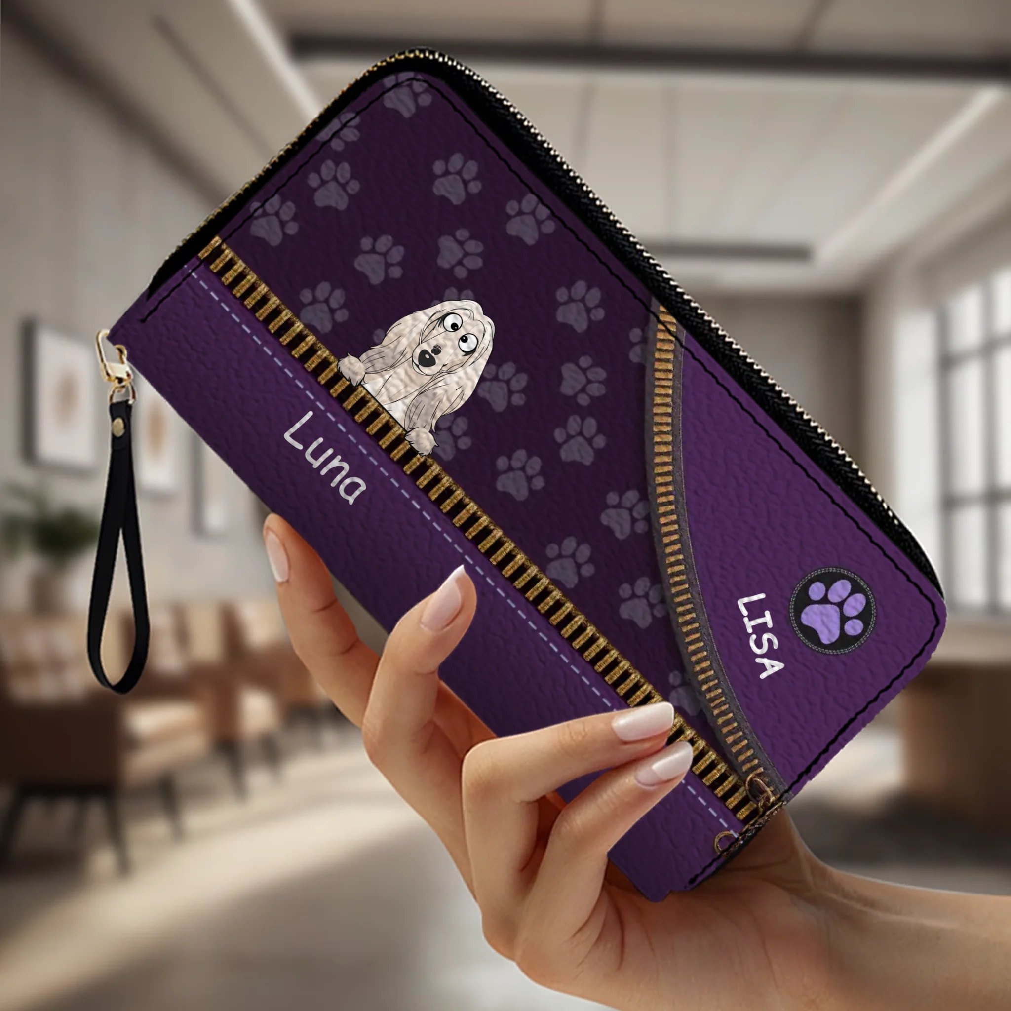 Custom Pet Photo Wallet - Personalized Pet Portrait Leather Purse - 89Prints