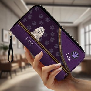 Custom Pet Photo Wallet - Personalized Pet Portrait Leather Purse - 89Prints