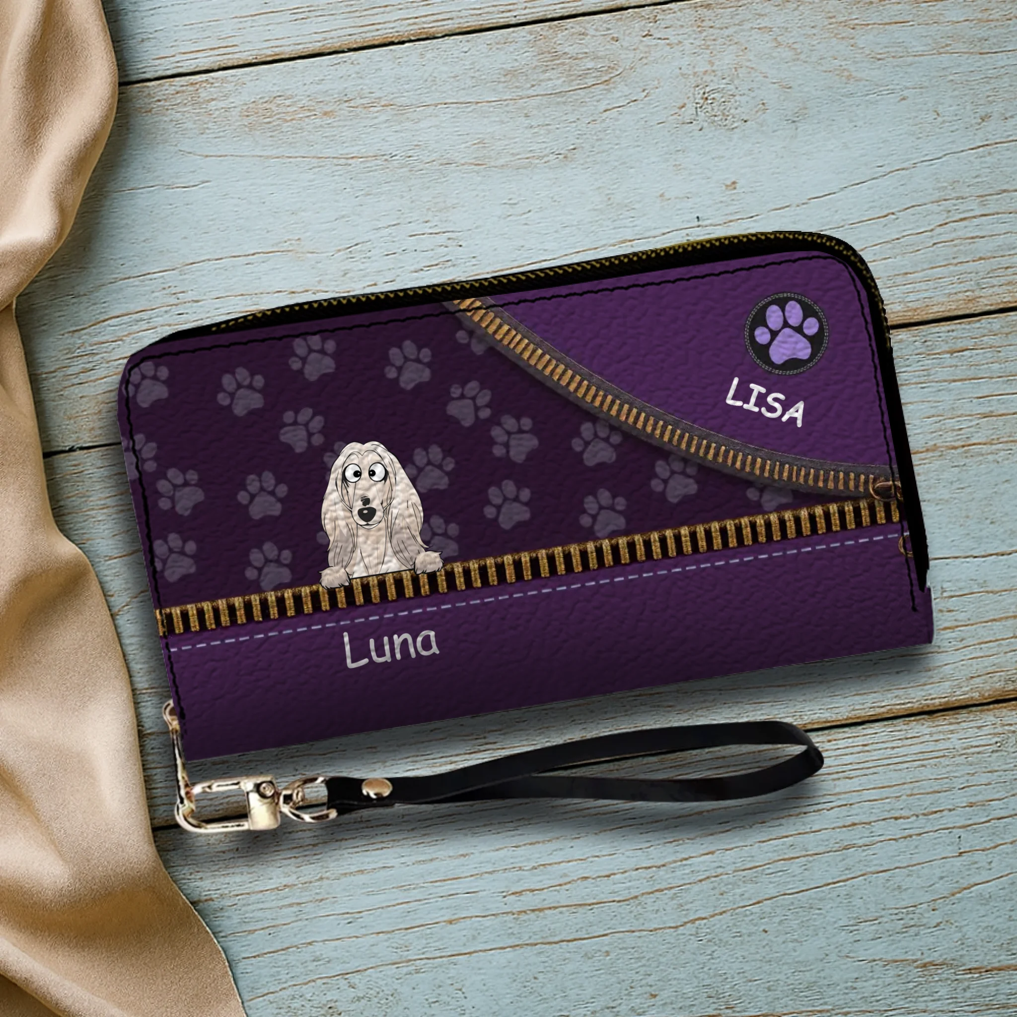 Custom Pet Photo Wallet - Personalized Pet Portrait Leather Purse - 89Prints