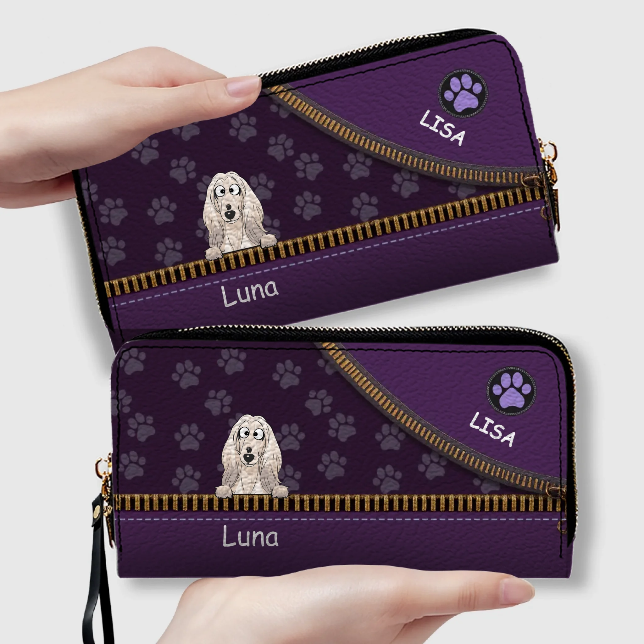 Custom Pet Photo Wallet - Personalized Pet Portrait Leather Purse - 89Prints