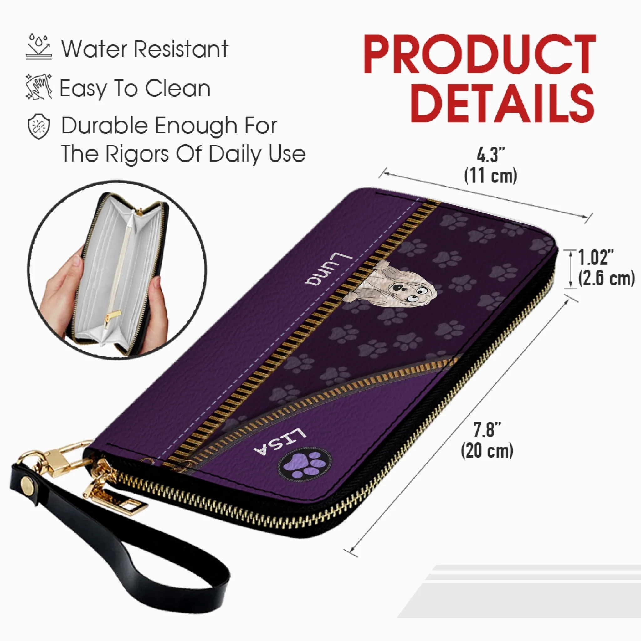 Custom Pet Photo Wallet - Personalized Pet Portrait Leather Purse - 89Prints