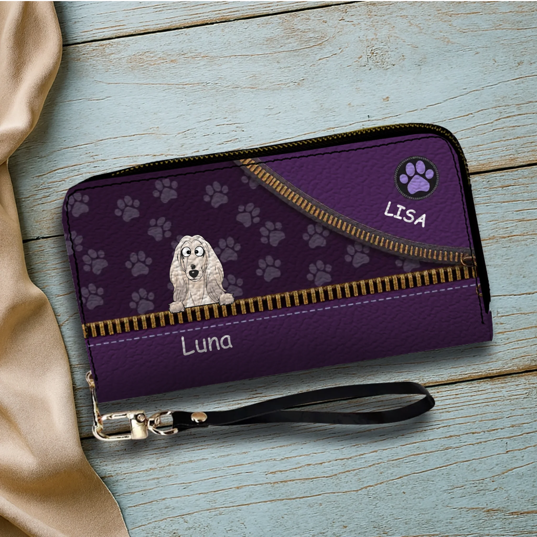 Custom Pet Photo Wallet - Personalized Pet Portrait Leather Purse - 89Prints