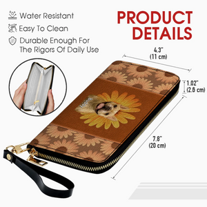 Custom Dog Photo Leather Wallet - Personalized Pet Portrait Zip Around Purse - 89Prints