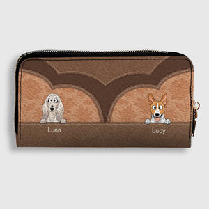 Custom Dog Photo Leather Wallet - Personalized Pet Portrait Zip-Around Purse - 89Prints
