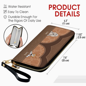 Custom Dog Photo Leather Wallet - Personalized Pet Portrait Zip-Around Purse - 89Prints