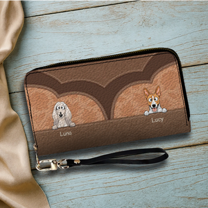 Custom Dog Photo Leather Wallet - Personalized Pet Portrait Zip-Around Purse - 89Prints