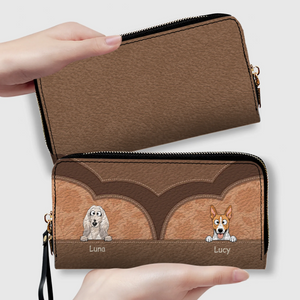Custom Dog Photo Leather Wallet - Personalized Pet Portrait Zip-Around Purse - 89Prints