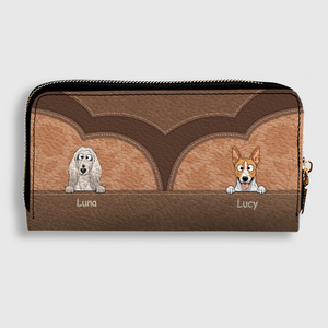 Custom Dog Photo Leather Wallet - Personalized Pet Portrait Zip-Around Purse - 89Prints