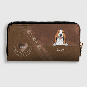 Custom Dog Photo Wallet - Personalized Pet Portrait Leather Purse with Wristlet - 89Prints