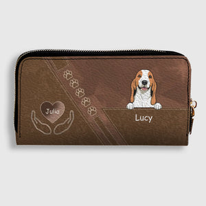 Custom Dog Photo Wallet - Personalized Pet Portrait Leather Purse with Wristlet - 89Prints