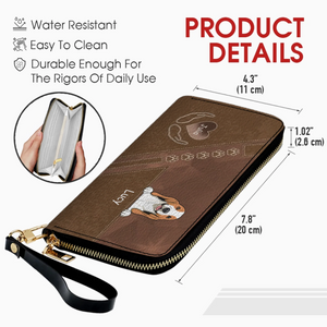 Custom Dog Photo Wallet - Personalized Pet Portrait Leather Purse with Wristlet - 89Prints