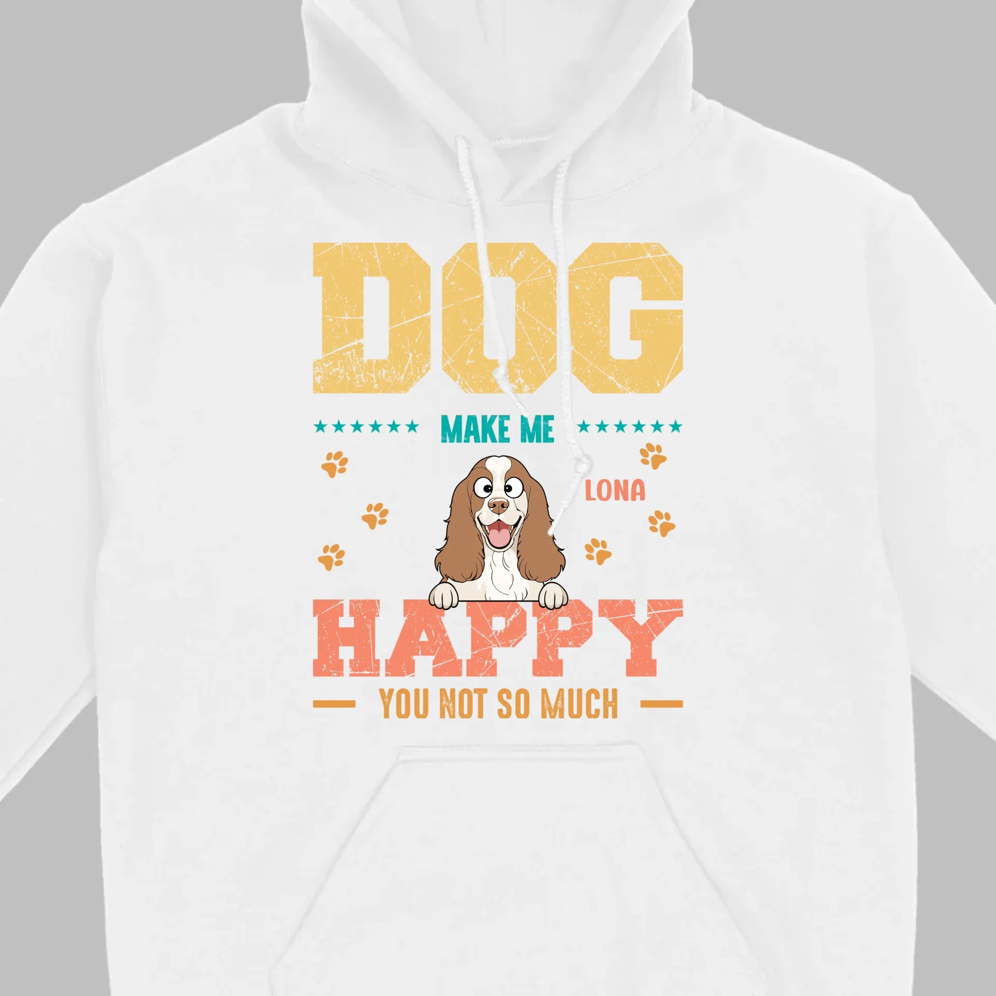 Custom “Dog Make Me Happy” American Cocker Spaniel Basic Tee – 89Prints
