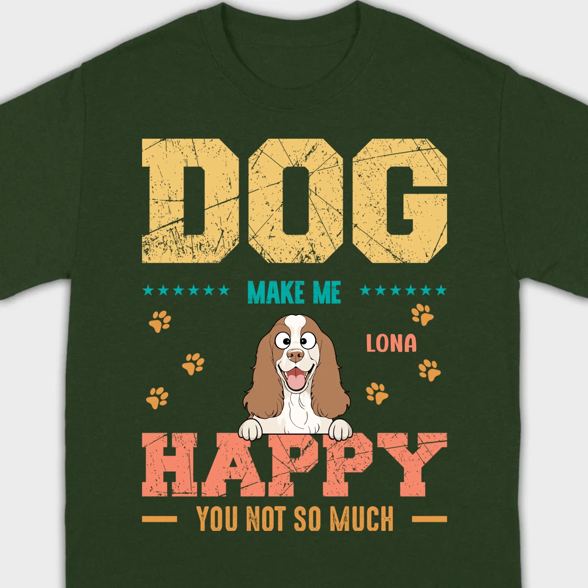 Custom “Dog Make Me Happy” American Cocker Spaniel Basic Tee – 89Prints